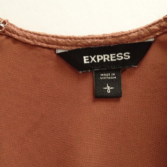 Express Mauve Textured V-Neck Sleeveless Peplum Top Women Size L Zip Closure - Picture 6 of 12